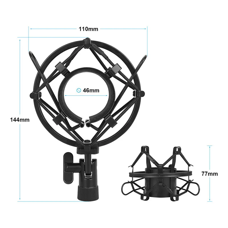 Camvaste suporte de microfone universal, suspensão antichoque, com clipe de 5/8 "fêmea para microfone macho de 3/8"