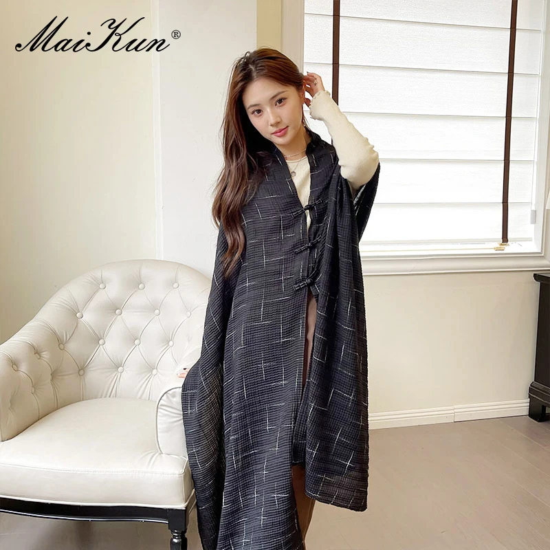 Maikun 2023 New Ethnic Style Shawl Autumn And Winter Warm Fashion Vintage Buckle Multifunctional Shawl Scarf