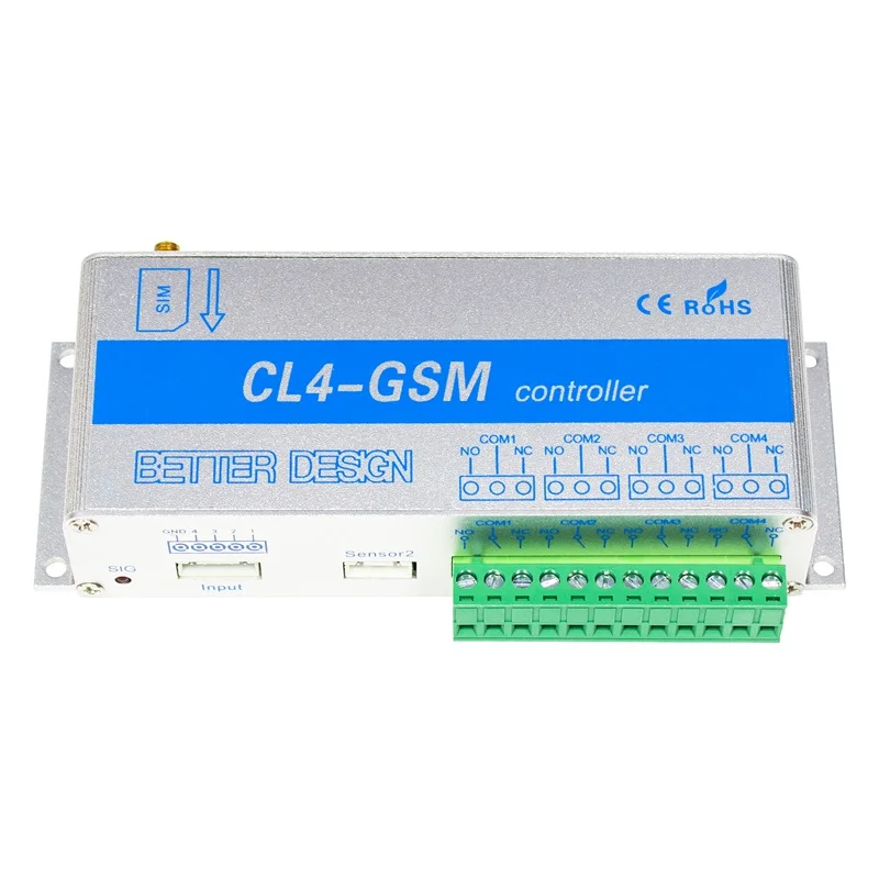4 قناة التتابع CL4-GSM SMS GSM APP وحدة تحكم لاسلكية GSM استقبال ومفتاح بوابة/فتحة الباب المشغل لإنذار المنزل الأمن