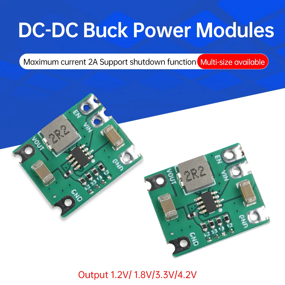 DC-DC Step-Down Power Module DC 2.5-6V to 1.2V/1.8V/3.3V/4.2V 2A Add Adjustable Voltage Shorting Point Conversion Efficiency 95%