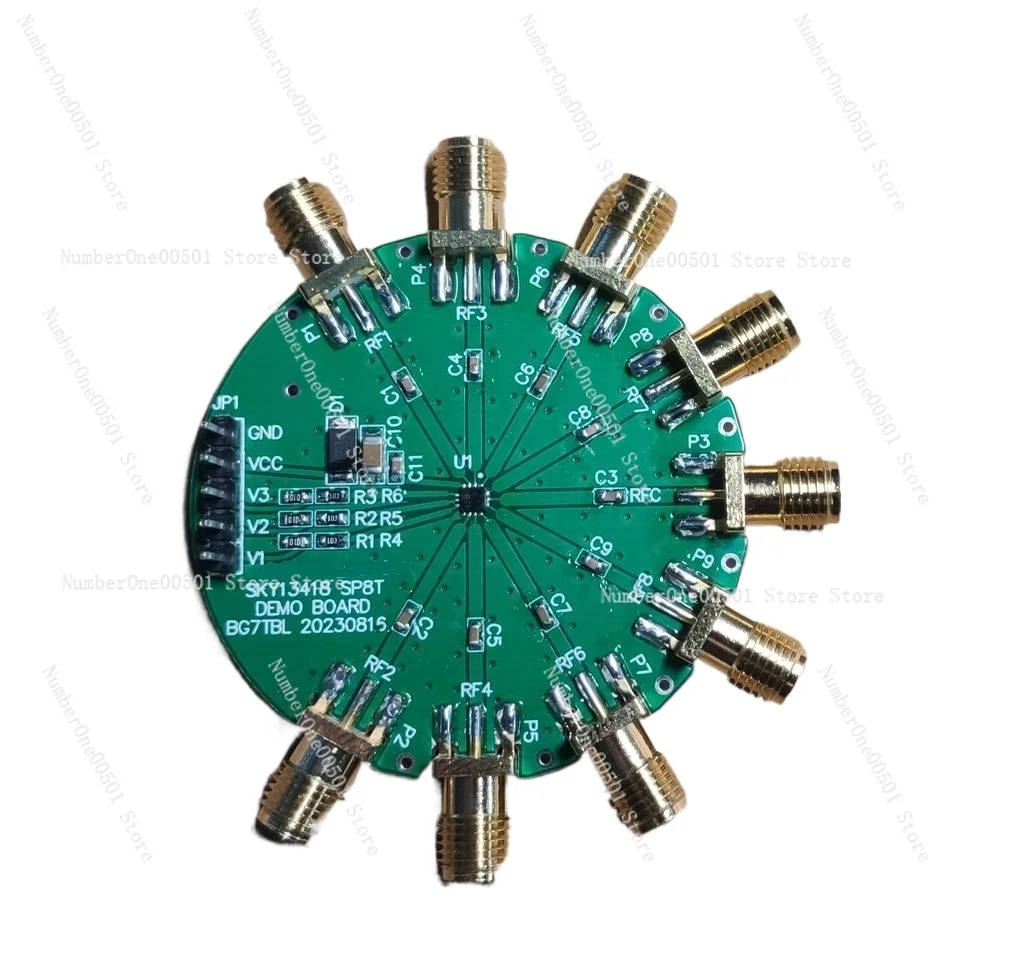 SKY13418, 8 choose 1, SP8T, switch, 0.1G, 10K-6G, test board, single pole eight throw, radio frequency microwave