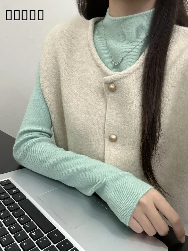 Américain rétro Long Sve tricoté pull femmes automne hiver coupe ajustée décontracté Base irt haut f col haut doux Sle