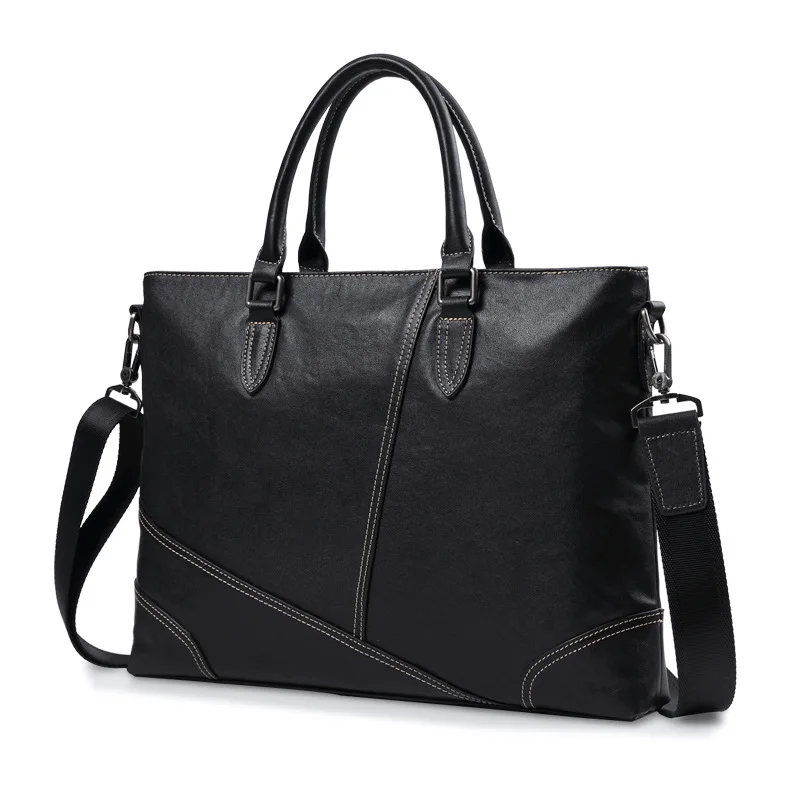 新しいブリーフケース本物のメッセンジャー高級レザーブリーフケース男性ビジネス水平ハンドバッグメンズトップレイヤー牛革バッグブリーフケース