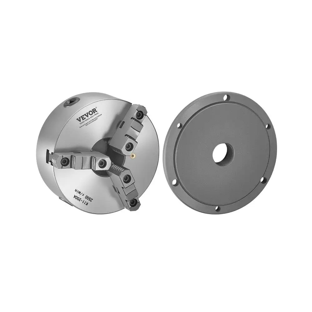 

8 Inch Self Centering Lathe Chuck 3 Jaw with 2 1/4 x 8 Threaded Backing Precision Tool for Metalworking and Woodworking