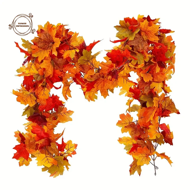 

1PC Artificial Fall Maple Leaf Garland Simulation Autumn Leaves Garland For Festivals Wedding Faux Fallen Leaves Room Decor