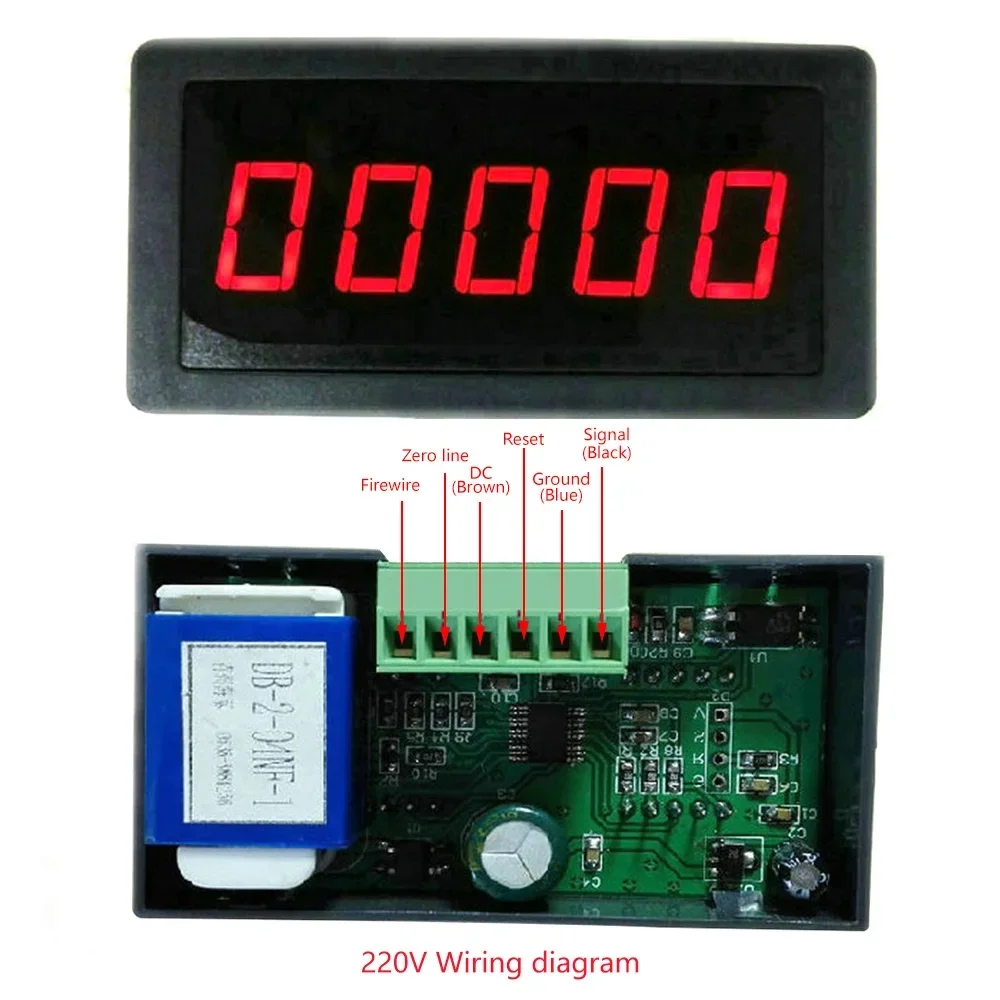 DC 12V-24V 5 cyfrowy LED czerwony obrotomierz obr./min prędkościomierz licznik elektroniczny 0-99999 obr/min czujnik zbliżeniowy NPN