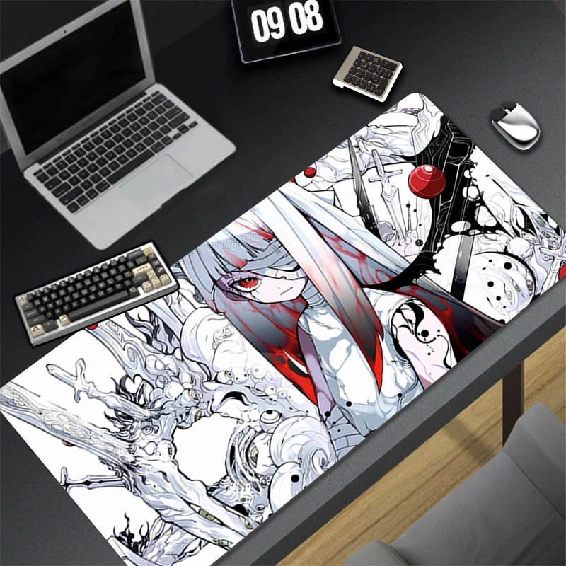 لوحة ماوس ممتدة للألعاب أنيمي الفتيات مع حواف مخيطة حصيرة مكتبية قاعدة غير قابلة للانزلاق لوحة مفاتيح الكمبيوتر لأجهزة الكمبيوتر المحمول #5