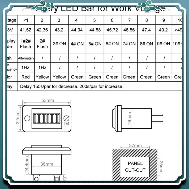 

Reliable 4X Golf Cart Battery Meter 48V LED Battery Indicator Battery Gauge Battery Level Meter IP65 For Club Car,Fork Lifts