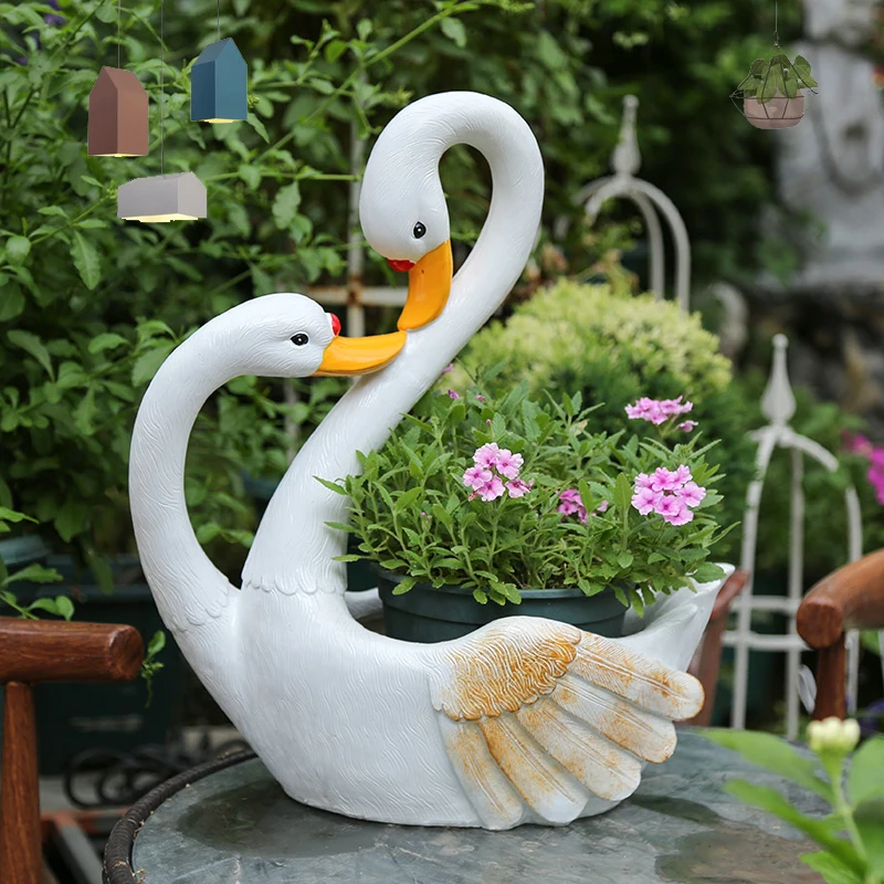 Swan Planter for Outdoor Garden Large Animal Flower Pot for Plants/Succulents Nordic Style Balcony Decor Creative Plant Holder