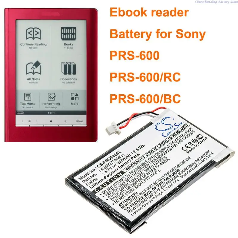 Cameron Sino 800mAh e-kitap, e-okuyucu pil A98927554931, Sony PRS-600, PRS-600/BC, PRS-600/RC + aracı ve hediyeler için A98941654402