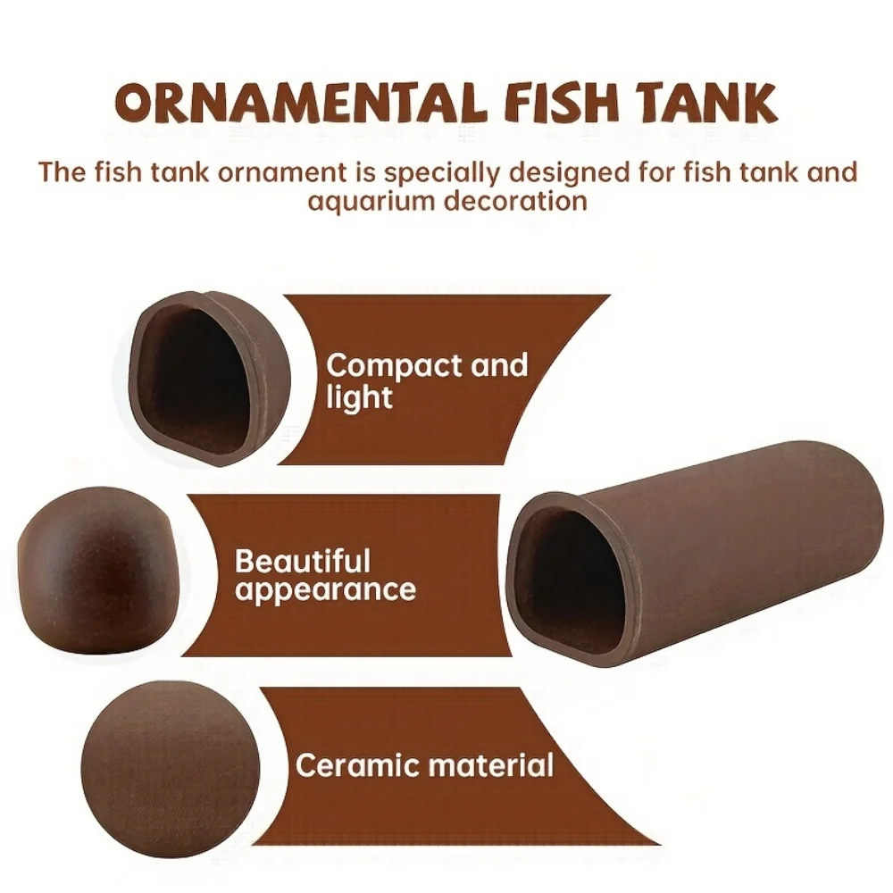1pc Ceramic Cave Aquarium Use Fish And Shrimp Hideout Purple Sand Treated Conical Shelter Small Flat Bottom Aquarium Decoration