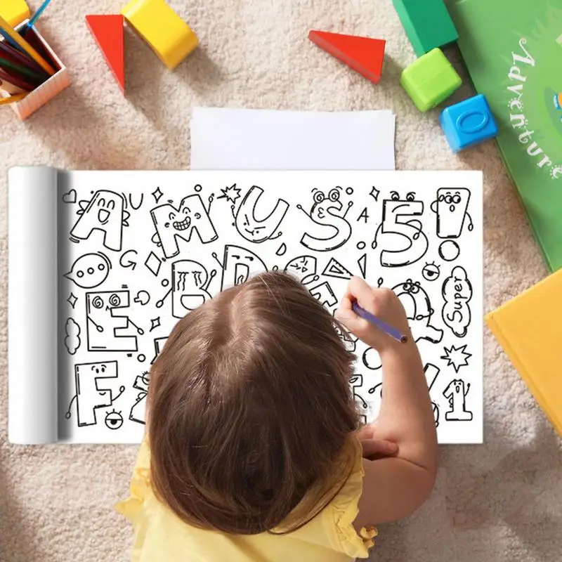 Rotolo da disegno per bambini 118 X 11,8 pollici Pittura murale appiccicosa Carta di riempimento a colori Giocattoli educativi precoci per la casa dell'asilo