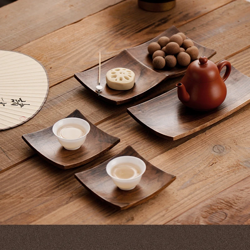 

HeMu Chinese black walnut dried fruit tray nuts dessert saucer teacoon pad tray dessert table home tea set storage tray