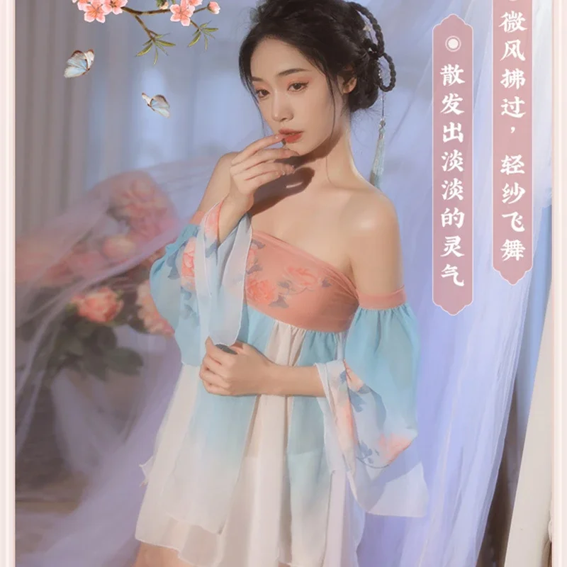 Chinese traditional clothing fairy dress cosplay costumes sexy classical Hanfu skirt chiffon lingerie WOMAN'S pajamas nightgowns