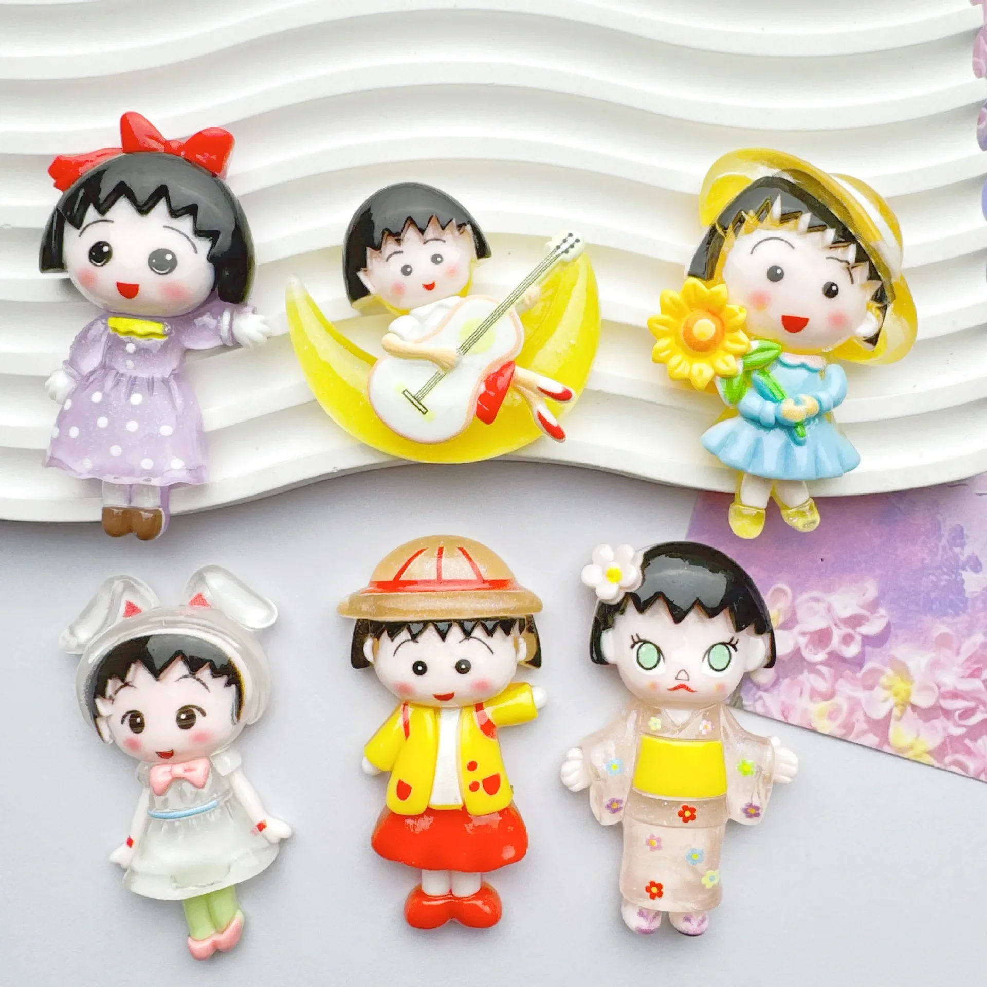 2pcs cute Chibi Maruko-chan cartoon resin flatback diy jewelry accessories crafts materials