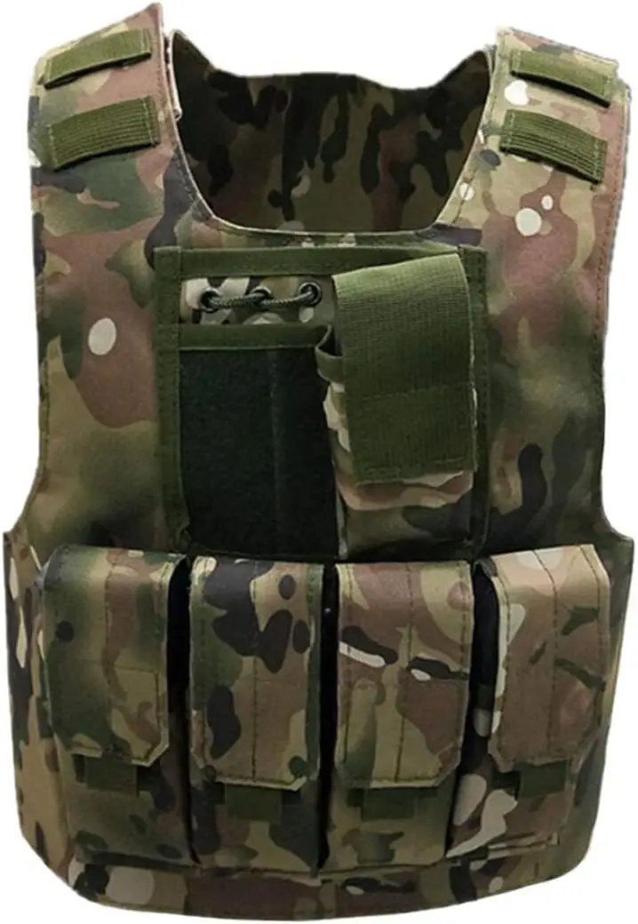 

Leic Tactical Protective Vest Kids Military Three-Level Tactics Extended Gear Vest Suit for Under 140 cm for CS Training Airsoft