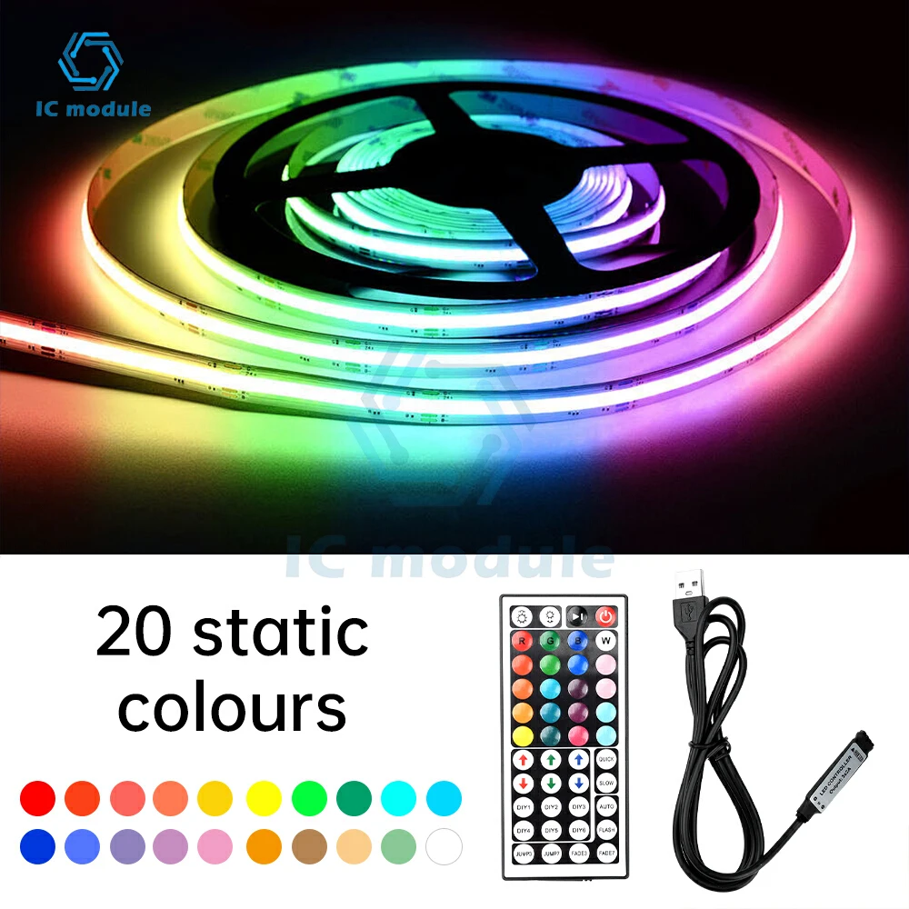 Controller per strisce luminose a LED RGB DC 5-24V 44 tasti Connettore DC/USB Dimmer telecomando IR per strisce LED 12V 24V