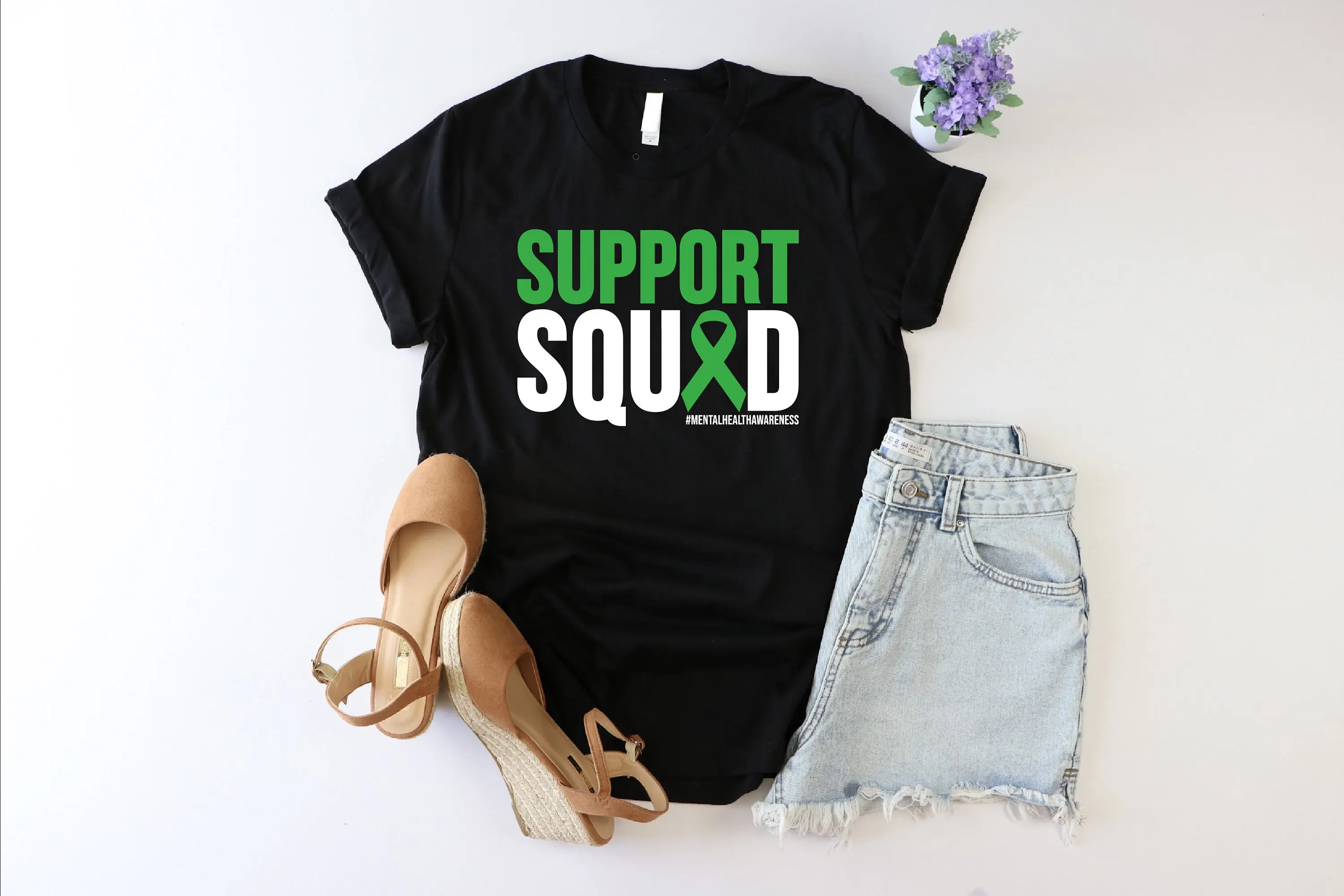 Mental Health Awareness T Shirt PsychologisT Green Ribbon Motivational Support Team Self Love