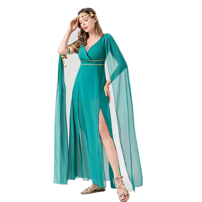 HN8 Halloween Carnival Party Ancient Medieval Mythology Greek Goddess Roman Princess Cosplay Dress Sexy Egyptian Cleopatra C8…Gf