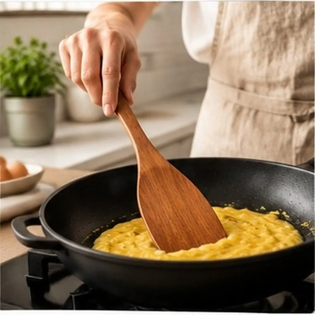 12-Inch Wooden Cooking Spatula Designed for Right-Handed Users Nonstick Surface Comfort Grip Pancake Flipper Egg Turner Wok