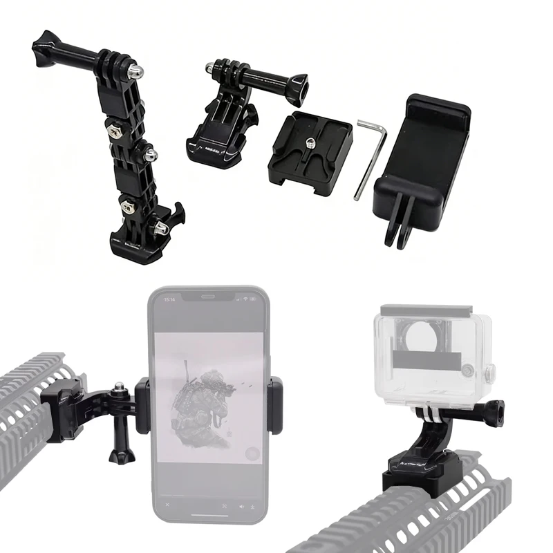 

1Set For Tactical KeyMod GoPro/DJI Action Camera & Phone Live Streaming Mount with 20mm Rail Mount Base Outdoor Recording Tools