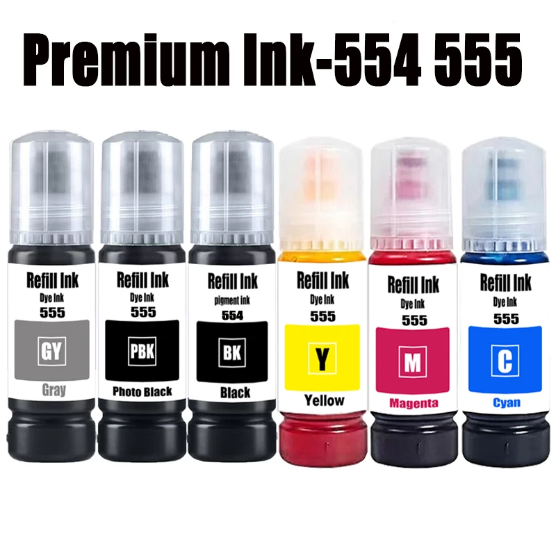 

Чернила для заправки 554 555 T554 T555, премиум-чернила для принтеров Epson EcoTank L8160 L8180