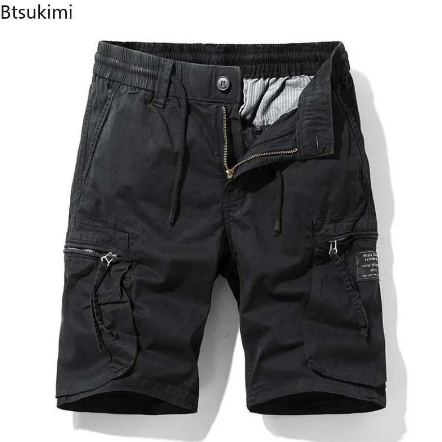 

2026 Summer Solid Outdoor Casual Shorts for Men Comfortable Pure Cotton Cargo Shorts High Quality Multi Pocket Baggy Shorts Male