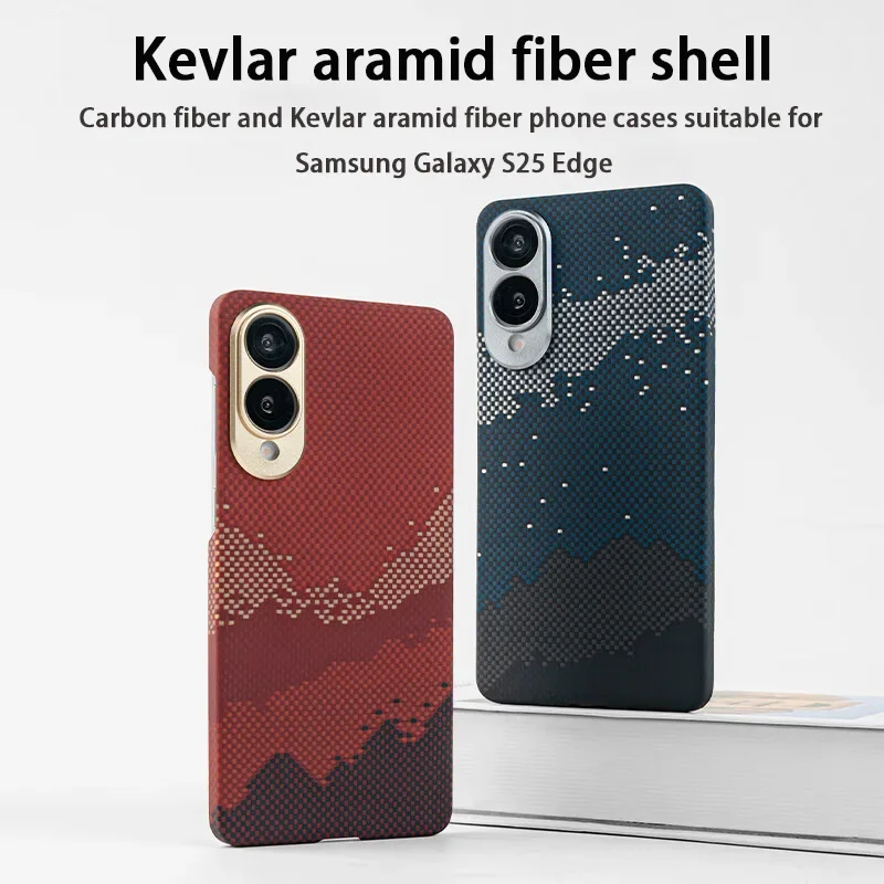 

For Samsung Galaxy S25 Edge phone case carbon fiber Kevlar aramid fiber hard shell lightweight magnetic business protective cove