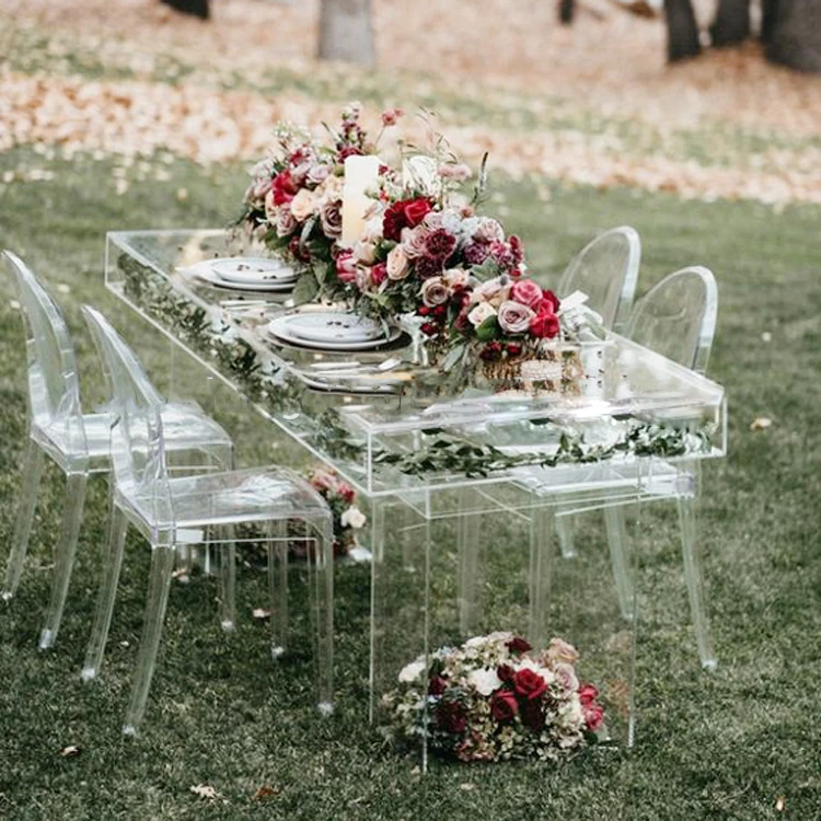 Clear decorate acrylic wedding table Acrylic Bridal table / acrylic Sweetheart table for Wedding & Party