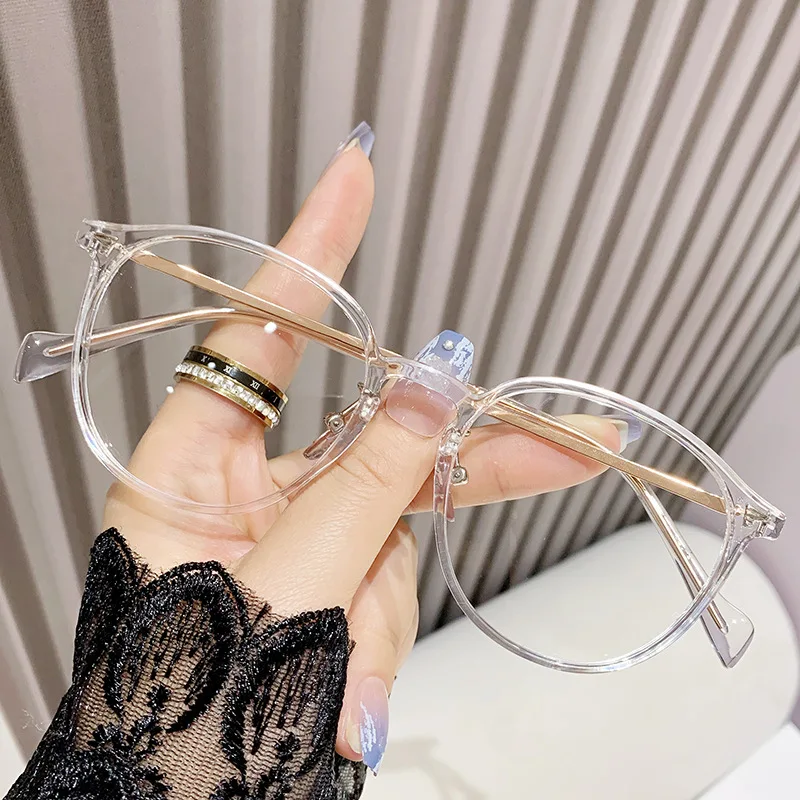 نظارات عصرية جديدة مضادة للضوء الأزرق، لون عادي، عدسة مسطحة بنية رائعة، على شكل بيضاوي، نظارات قصر النظر المصنوعة للطلاب 2986 #4