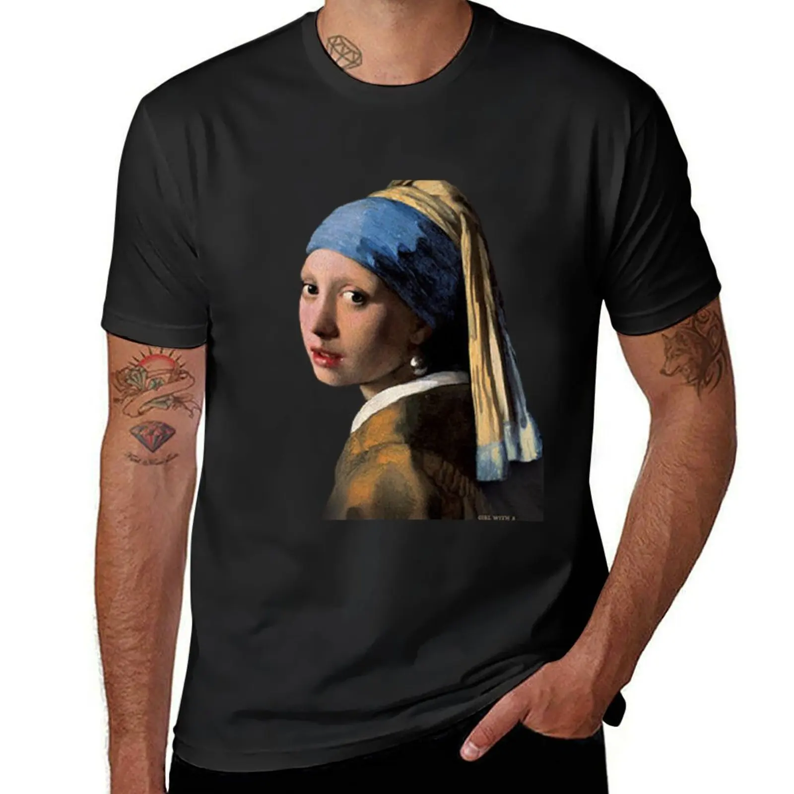 

The Girl With A Pearl Earring T-Shirt oversized customizeds shirts graphic anime clothes men workout shirt