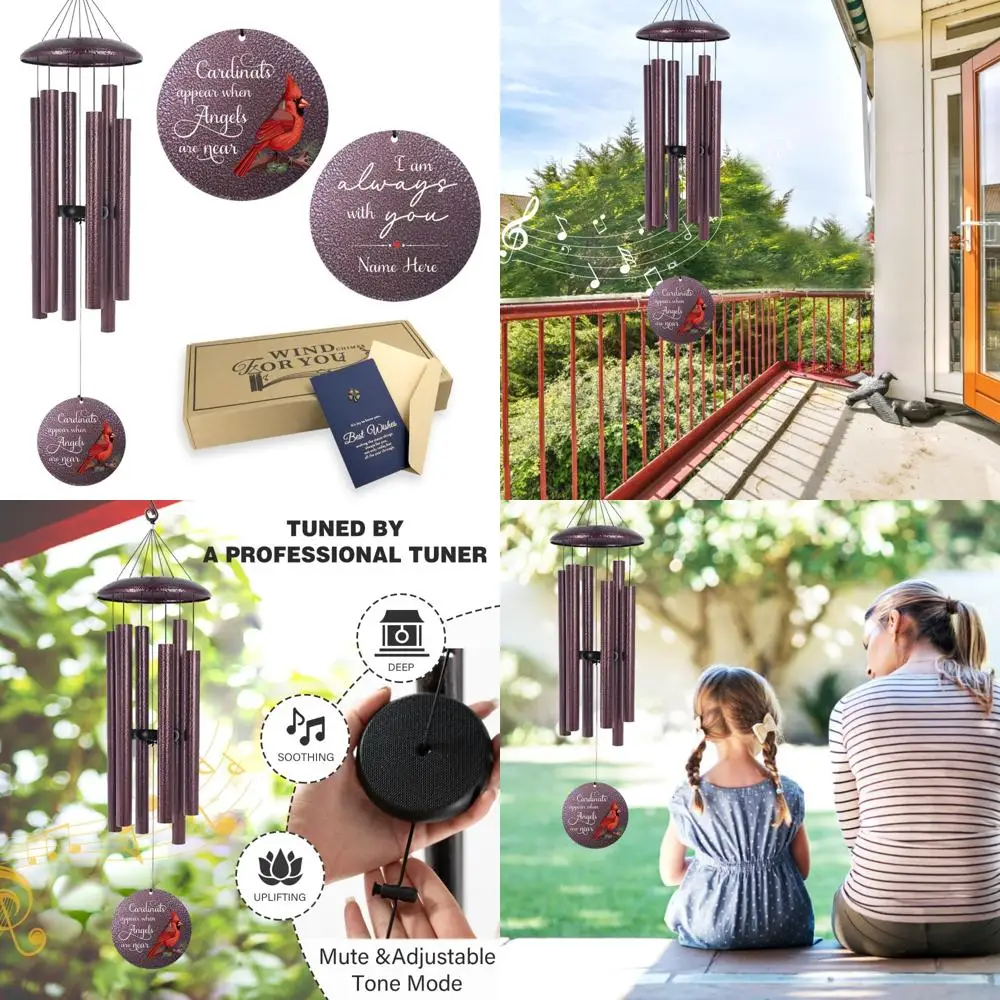 

32" memorial wind chimes for grieving loss, personalized condolence gifts for loved ones