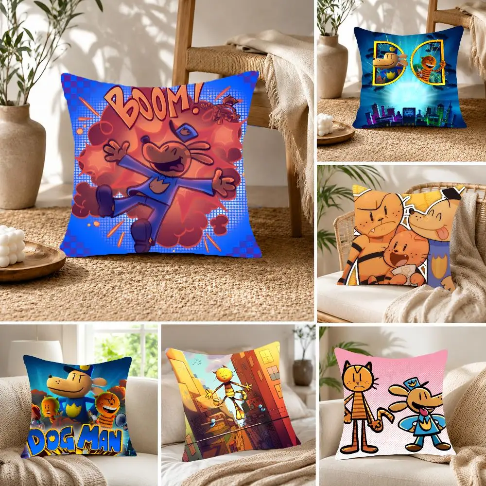 Humorous Comic D-Dog Man Cushion Cover Fluffy velvet Nordic style plush Living room sofa decorative