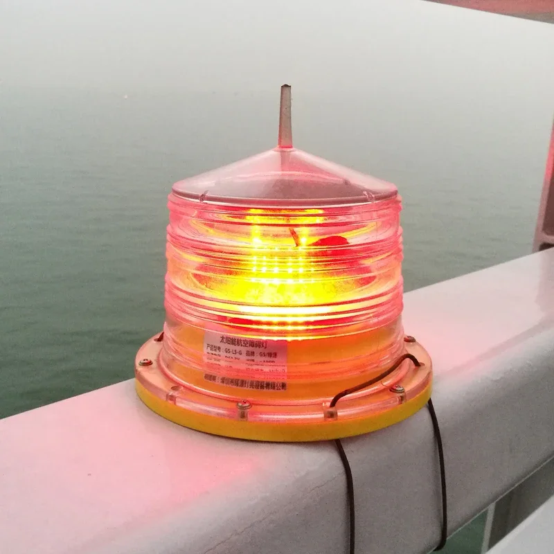 Solar powered navigation buoy, ship telemetry, flashing collision avoidance, red signal navigation light