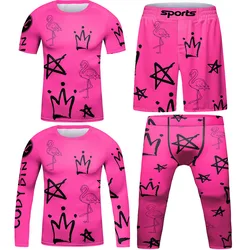 Kid's Sport MMA Compression T-Shirt+Pant Jiu Jusit Rashguard For Kid Muay Thai MMA Shorts Children Bjj Gi Clothing Fighting Suit