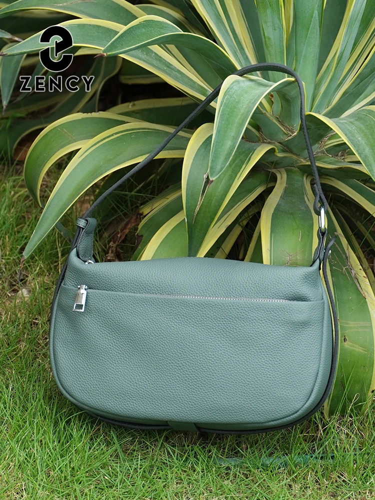 

Zency Fashion Green Khaki Shoulder Bag For Women Soft Leather Large Capacity Leather Handbag for Commute