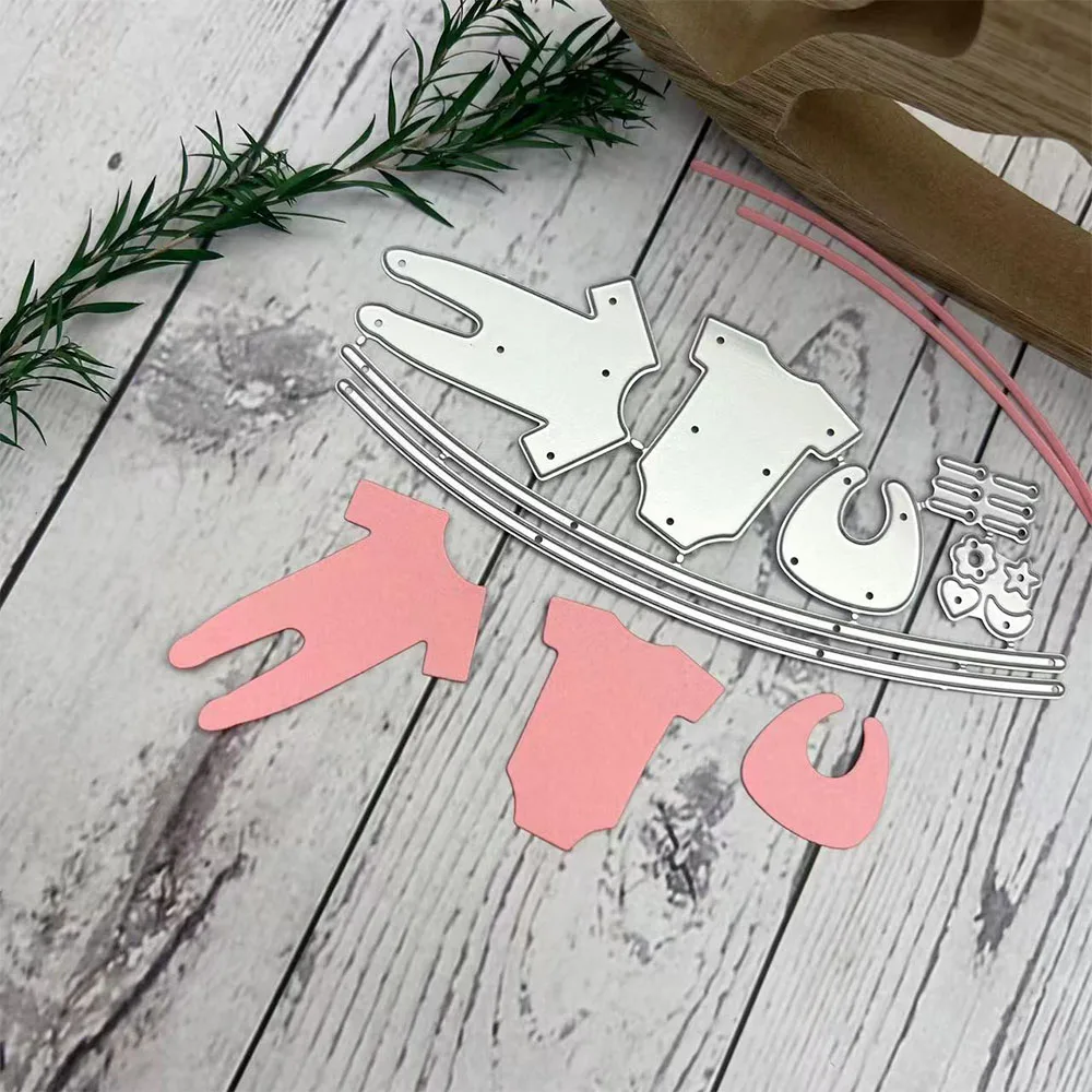 Babykleidung-Zubehör Bogenförmige Kombinations-Metallschneidformen DIY Neugeborenen-Thema Scrapbooking Kartenherstellung Prägung Bastel-Stanzformen