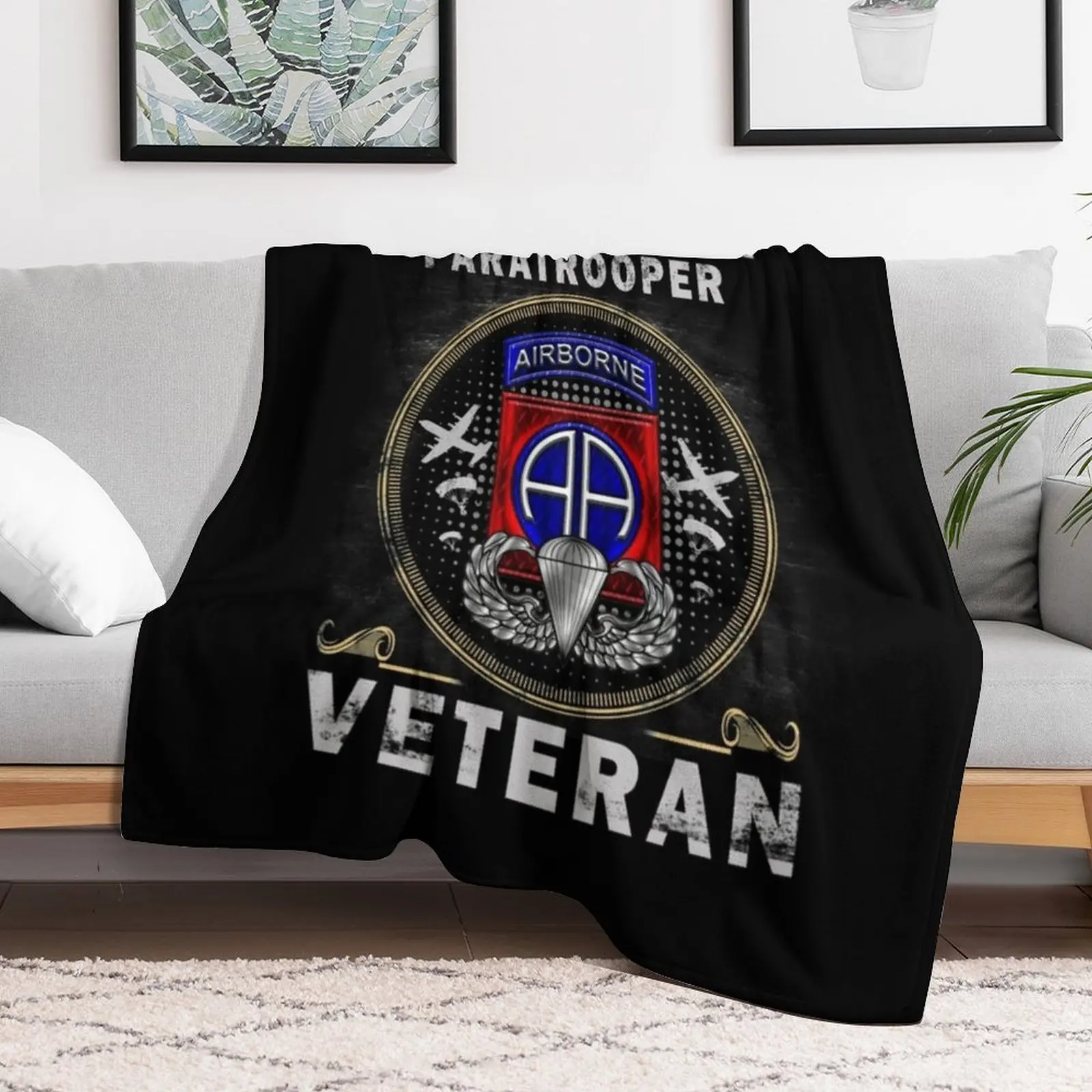 82nd Airborne Paratrooper Veteran Throw Blanket Long Lasting Soft Plush Blanket for Daily Use