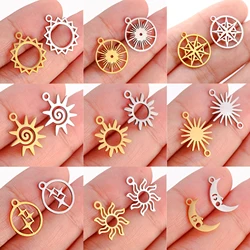 5Pcs Stainless Steel Moon&Sun&Star Charm Jewelry Making Accessories Supplies DIY Necklace Bracelet Celestial Pendants Findings