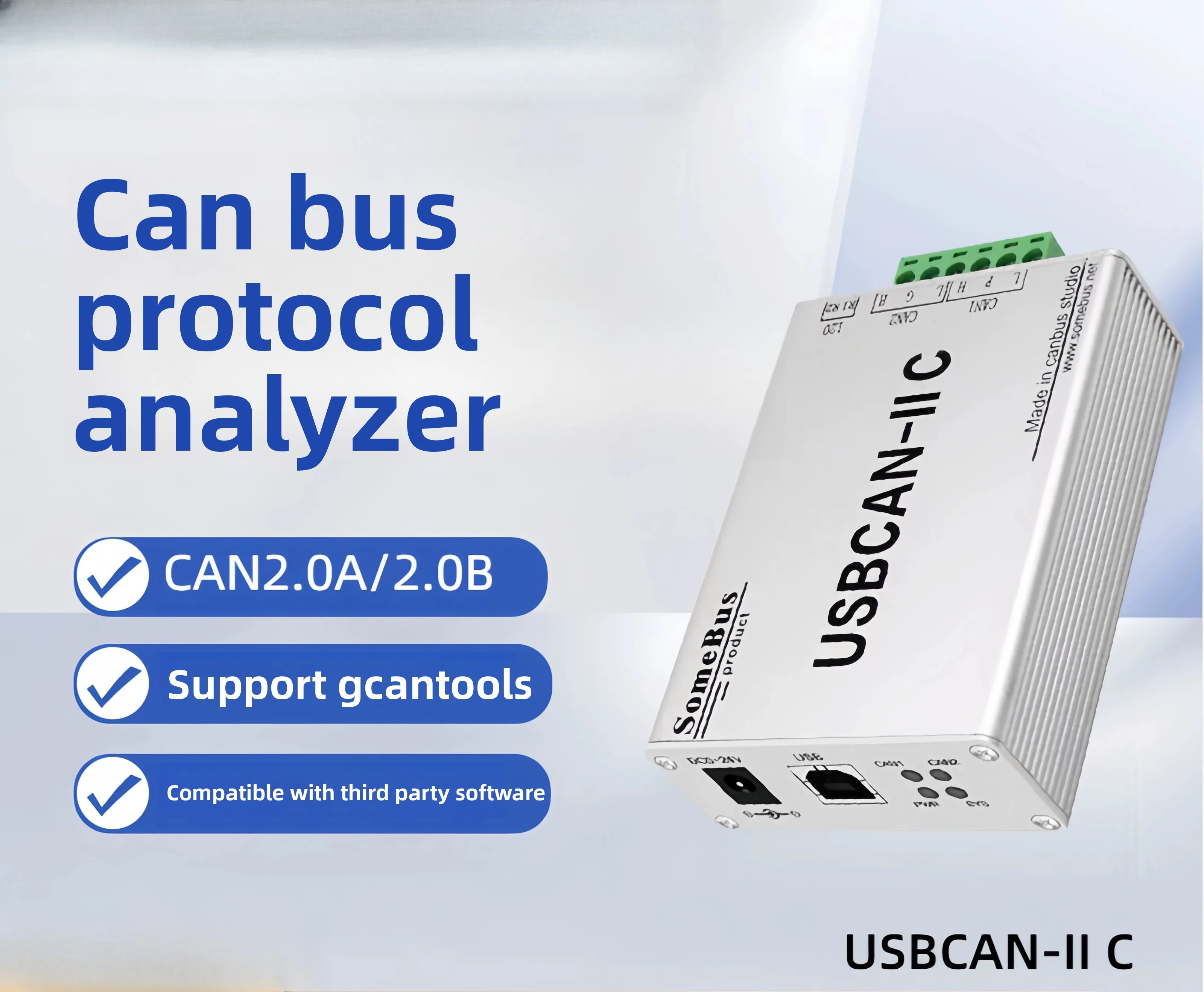 USB to CAN Module USBCAN-II Bus Analyzer USB CAN Card for Automotive Diagnostic Tool ECU Car New Energy Vehicle Debug
