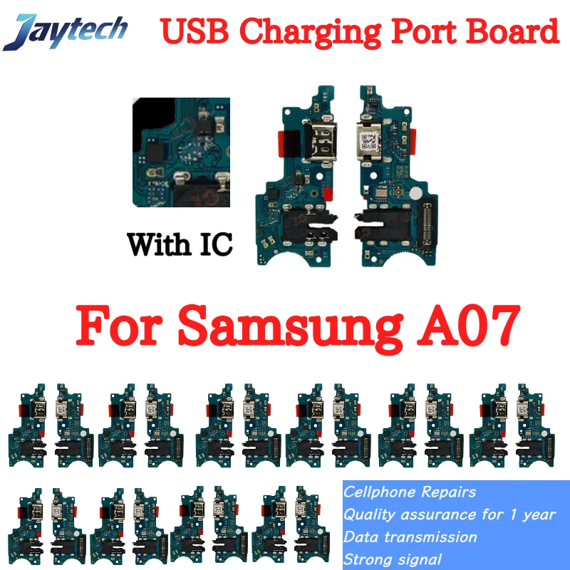 2 peças conector dock usb porta de carregamento cabo flexível para samsung a07 com placa de carregador ic com módulo de microfone