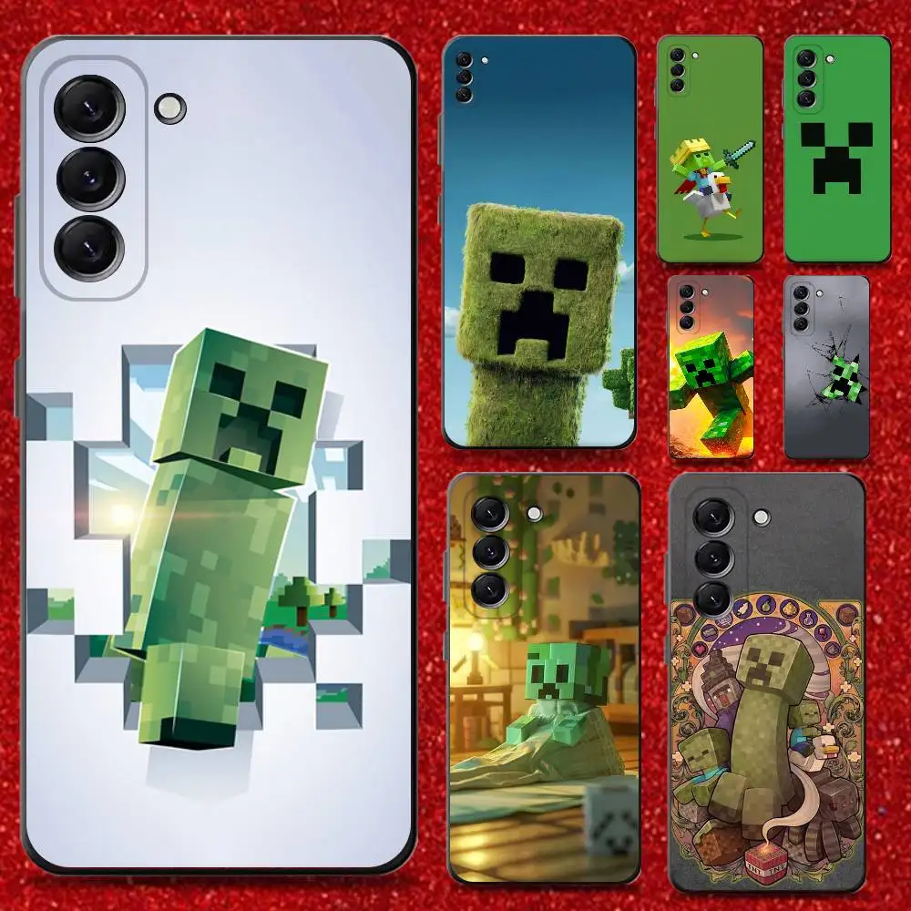 

Green Pixel Monster Creeper Phone Case For Samsung Galaxy A13,A21s,A22,A31,A32,A52,A53,A71,A80,Soft Black Shell