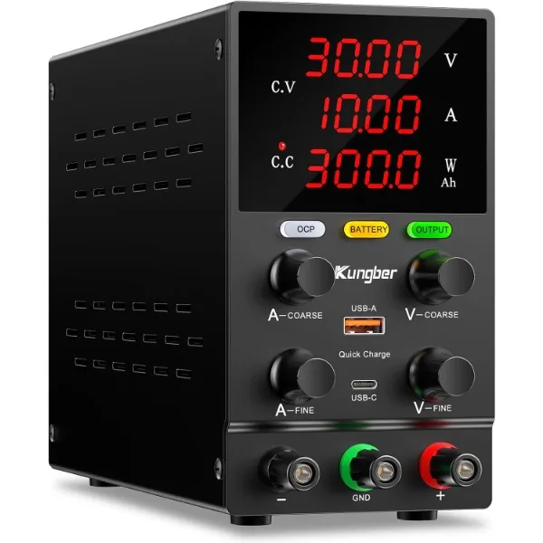 

DC Power Supply Variable, 30V 10A Adjustable Switching Regulated DC Bench Power Supply with Intelligent Charging Mode