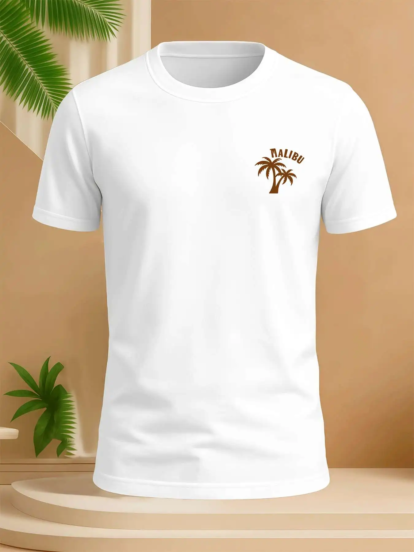 

Футболка Malibu Palm Tree с графическим принтом, мужская футболка с короткими рукавами из чистого хлопка с принтом, 220 г, новая летняя спортивная модная футболка с короткими рукавами