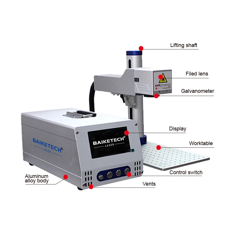 High-Speed 20W/30W Fiber Laser Marking Machine for Industrial Metal Engraving, Flying Marking with Touchscreen Control & Long Li