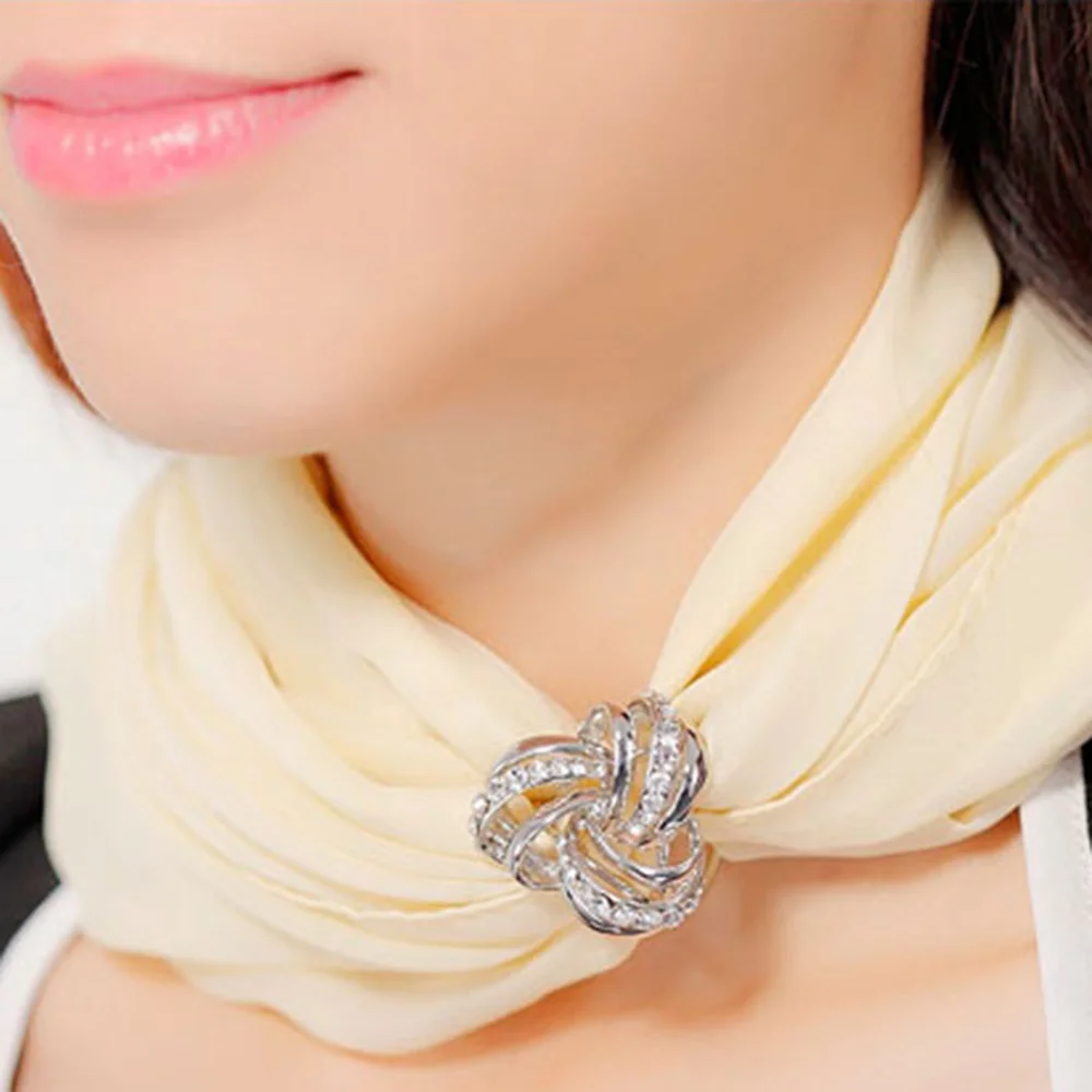 Advanced CZ Flowers Third Ring Scarf Buckle A gift For Women Fashion Creative Accessories Zircon