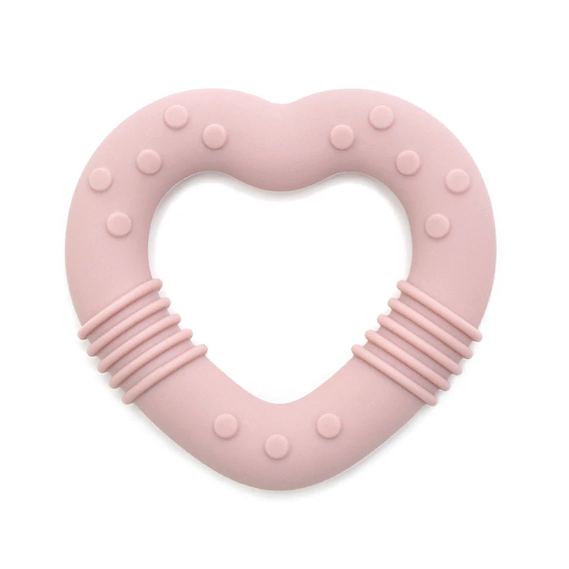 Food Grade Silicone Heart Teether New Baby Teething Toy Silicone Teether for Infant Relief Comfortable Chew Toy
