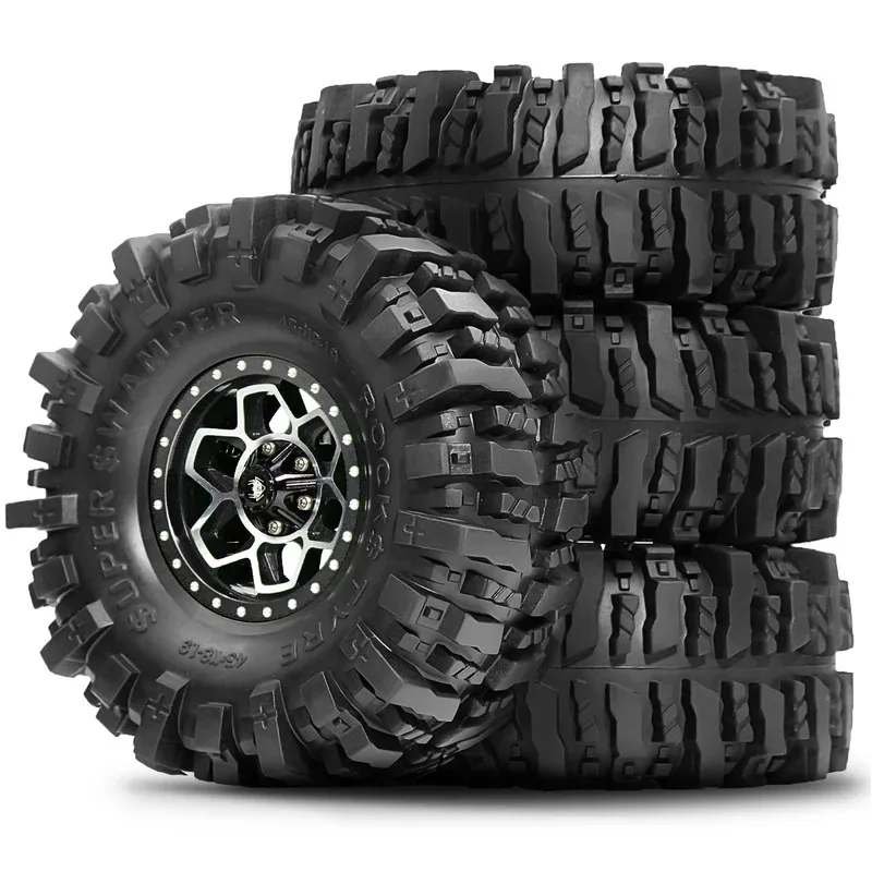 

4 PCS1.9 Beadlock Wheels and Tires OD 4.65'' for 1/10 Crawler Traxxas TRX4 Axial SCX10 II III Redcat Gen8 Gen7 12mm Hex