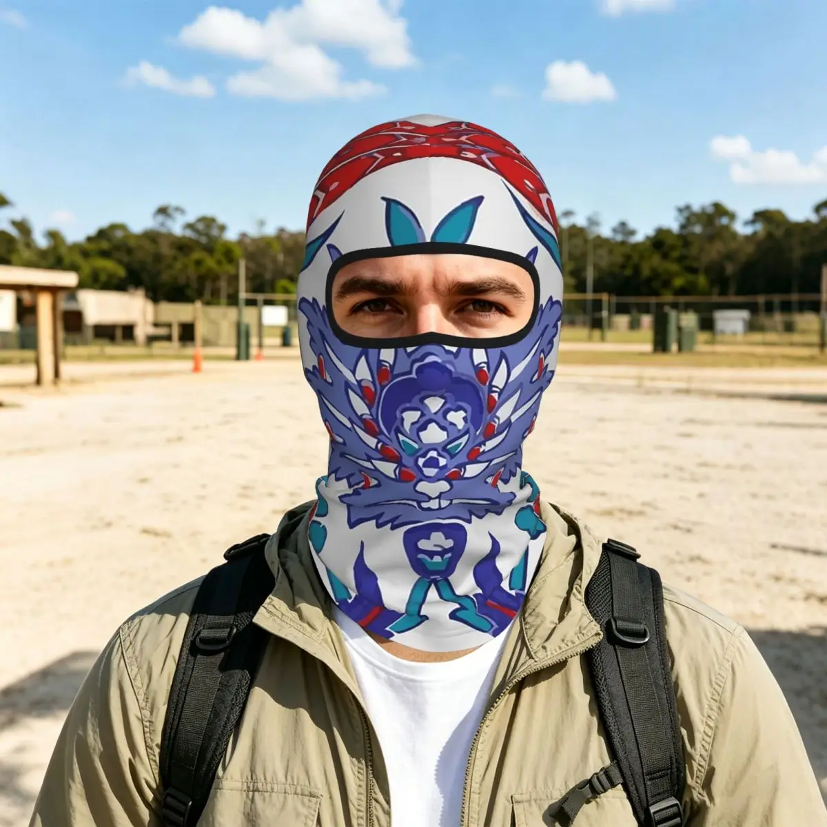 Oriental Tile Floral Breathable Thin Balaclava Full Face Mask Sun Protection Neck Gaiter For Motorcycle Cycling Fishing Outdoor