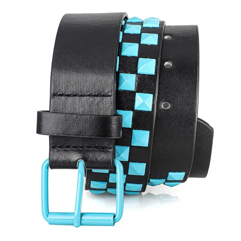 Bunter Nietengürtel für Damen, Unisex-Gürtel im Y2K-Stil, Heavy-Metal-Gürtel, europäischer und amerikanischer Punk-Rock-Jeansgürtel